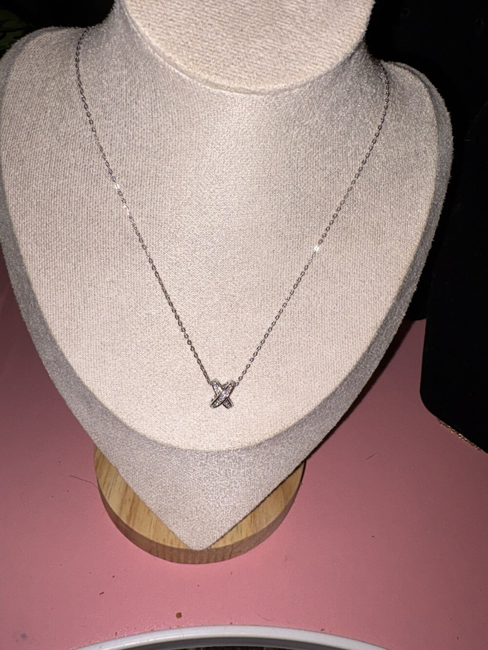 S925 Sterling Silver CZ Interlocking Love Knot Pendant Necklace Dainty
